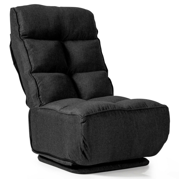 360-Degree Swivel Folding Floor Chair with 6 Adjustable Positions-BlackCostway Gallery View 1 of 12