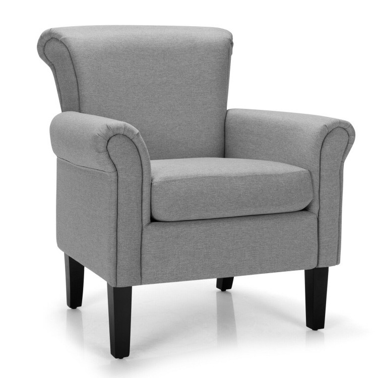 Upholstered Fabric Accent Chair with Adjustable Foot Pads-Light GrayCostway Gallery View 1 of 9
