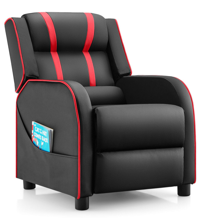 Kids Recliner Chair with Side Pockets and Footrest-RedCostway Gallery View 1 of 13