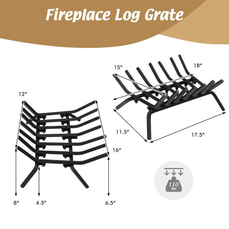 31/25/18 Inch Fireplace Grate for Outdoor Fire Pit-SCostway Gallery View 4 of 10