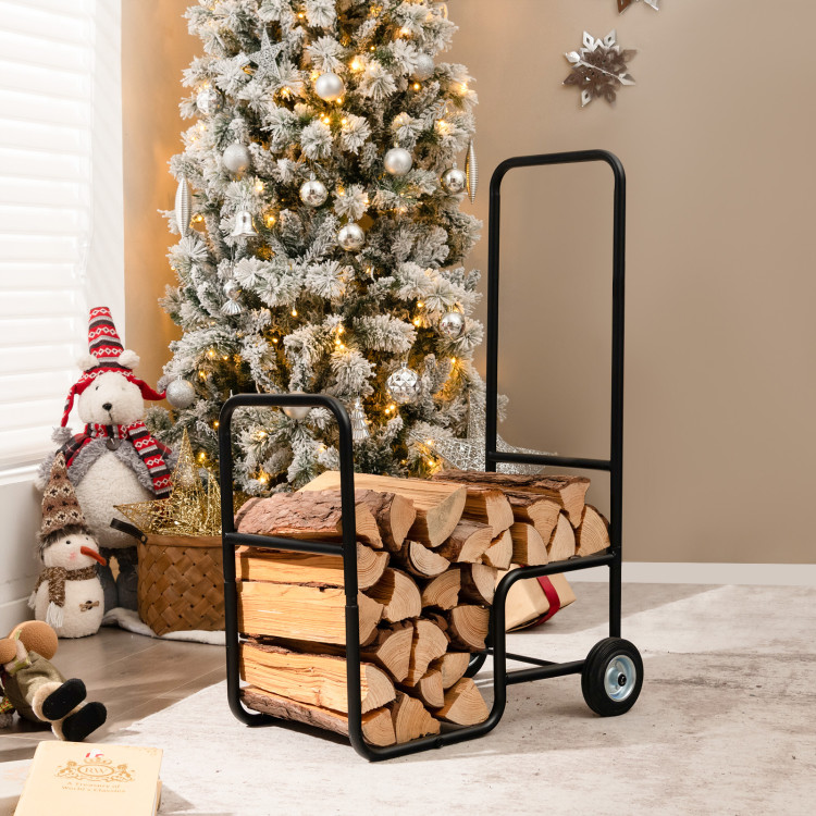 Firewood Log Cart Carrier with Anti-Slip and Wear-Resistant WheelsCostway Gallery View 2 of 10