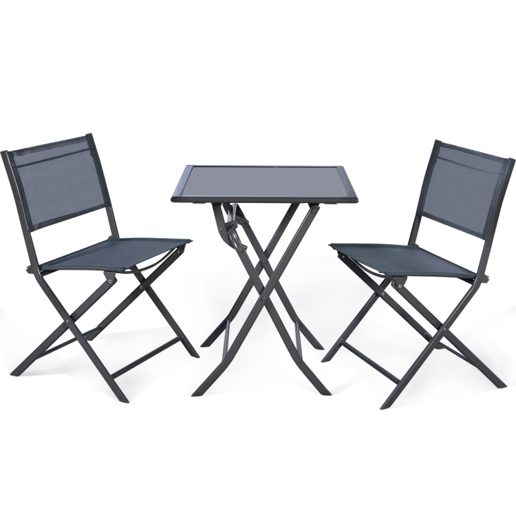 3 Pieces Bistro Set Garden Backyard Table Chairs Furniture SetCostway Gallery View 1 of 11