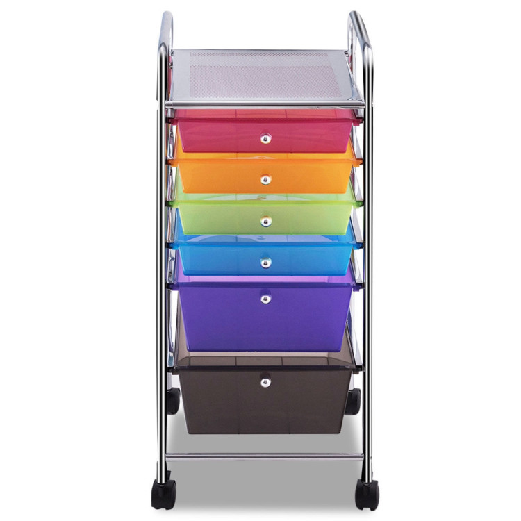 6 Drawers Rolling Storage Cart Organizer-Transparent MulticolorCostway Gallery View 9 of 13