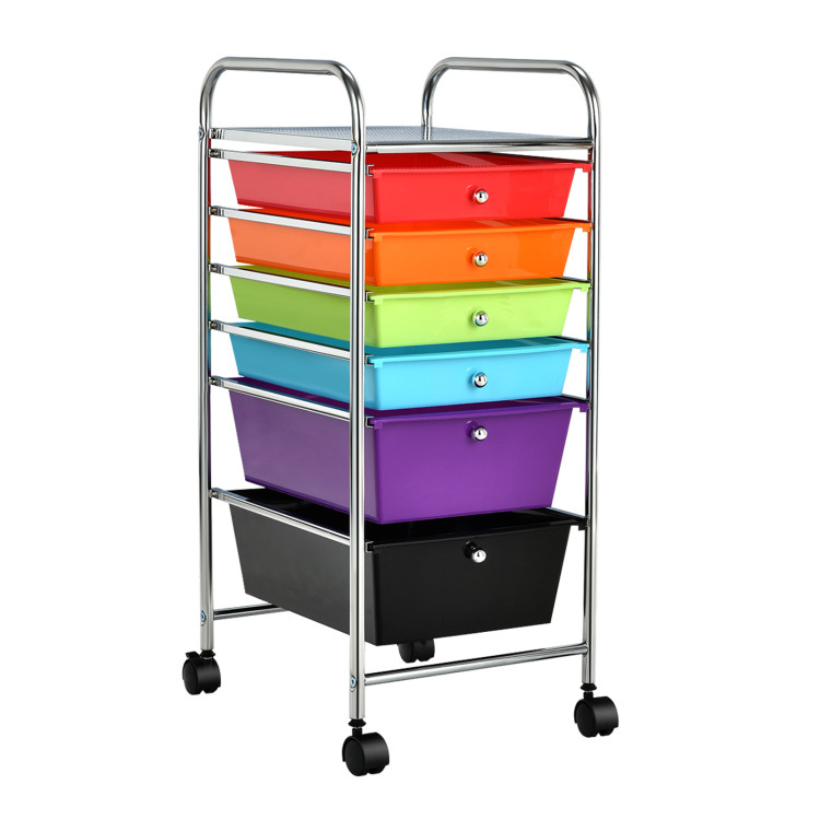 6 Drawers Rolling Storage Cart Organizer-MulticolorCostway Gallery View 1 of 13