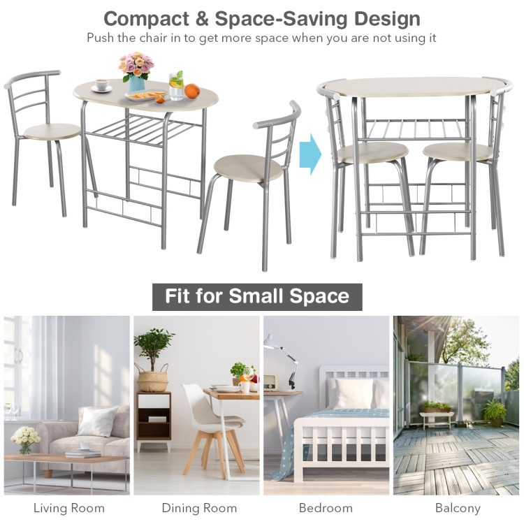 3-Piece Space-Saving Bistro Set for Kitchen and ApartmentCostway Gallery View 12 of 12