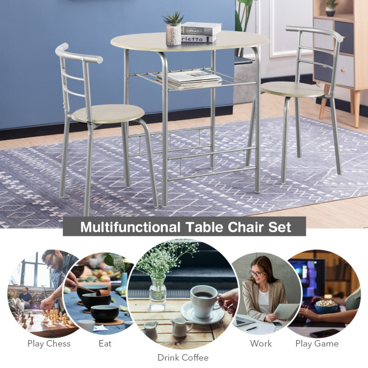 3-Piece Space-Saving Bistro Set for Kitchen and ApartmentCostway Gallery View 3 of 12