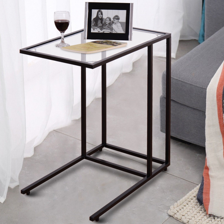 Sofa End Table Coffee Side Table with Glass TopCostway Gallery View 1 of 13