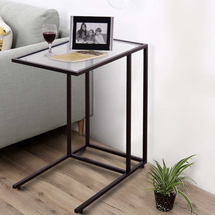 Sofa End Table Coffee Side Table with Glass TopCostway Gallery View 6 of 13