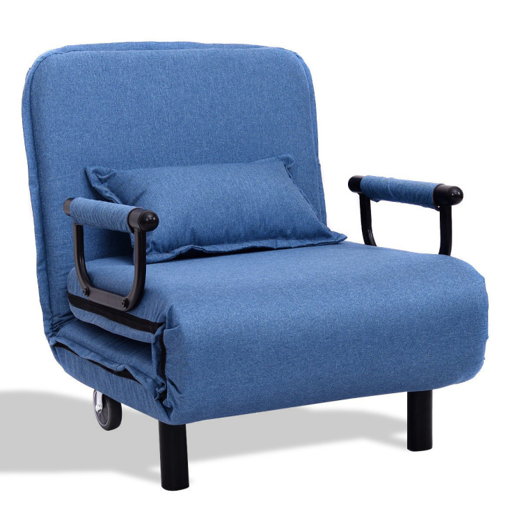 Convertible Folding Leisure Recliner Sofa Bed-BlueCostway Gallery View 1 of 15
