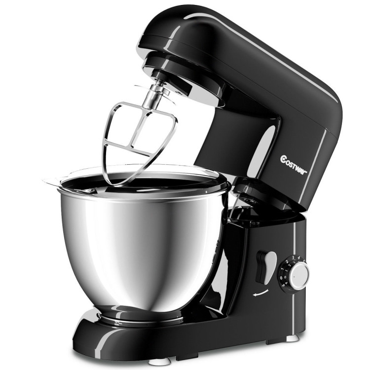 4.3 Qt 550 W Tilt-Head Stainless Steel Bowl Electric Food Stand Mixer-BlackCostway Gallery View 2 of 9
