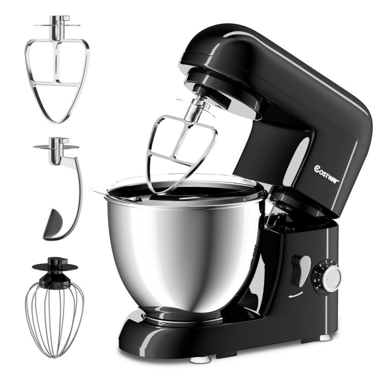 4.3 Qt 550 W Tilt-Head Stainless Steel Bowl Electric Food Stand Mixer-BlackCostway Gallery View 7 of 9