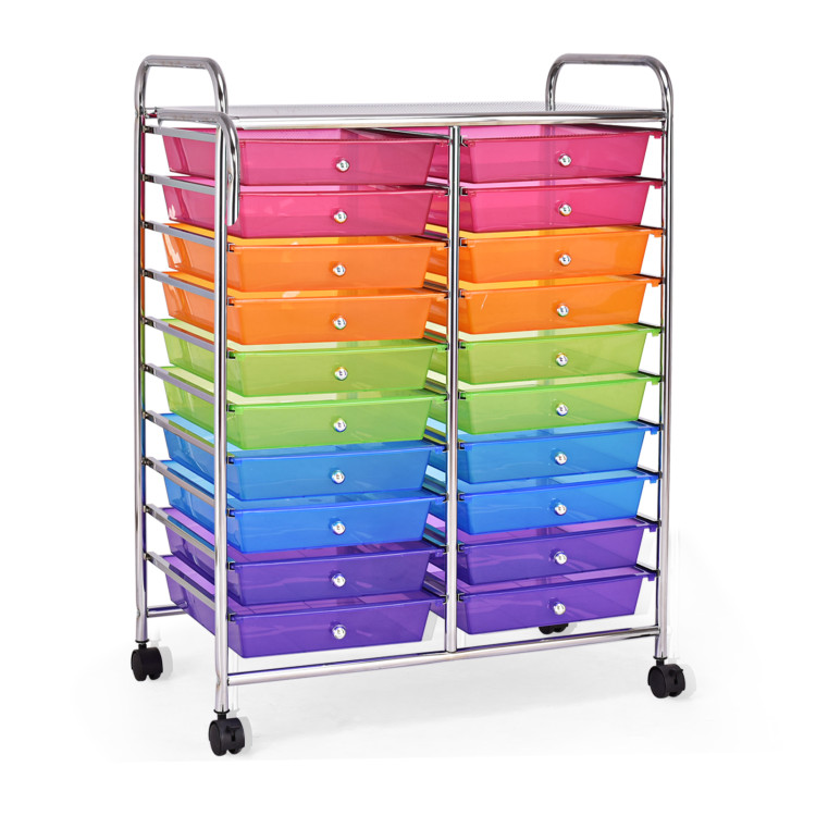 20 Drawers Storage Rolling Cart Studio Organizer-MulticolorCostway Gallery View 1 of 10