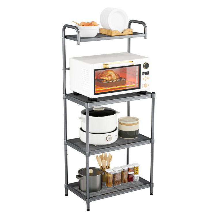 4-Tier Kitchen Microwave Storage Rack with Metal Shelves - Costway