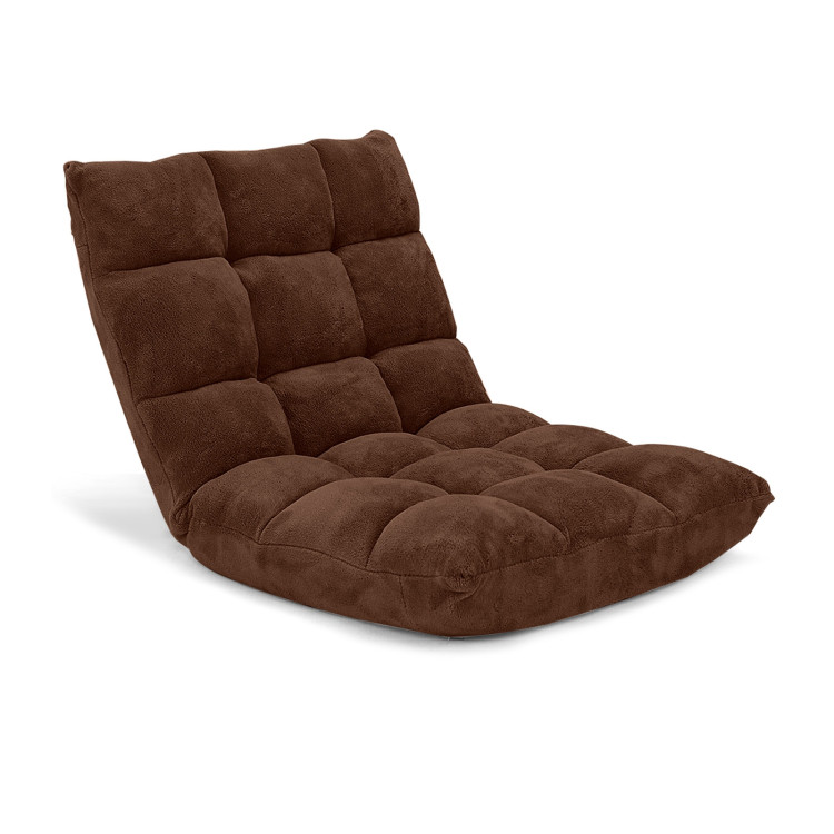 Adjustable 14-position Cushioned Floor Chair-CoffeeCostway Gallery View 1 of 11