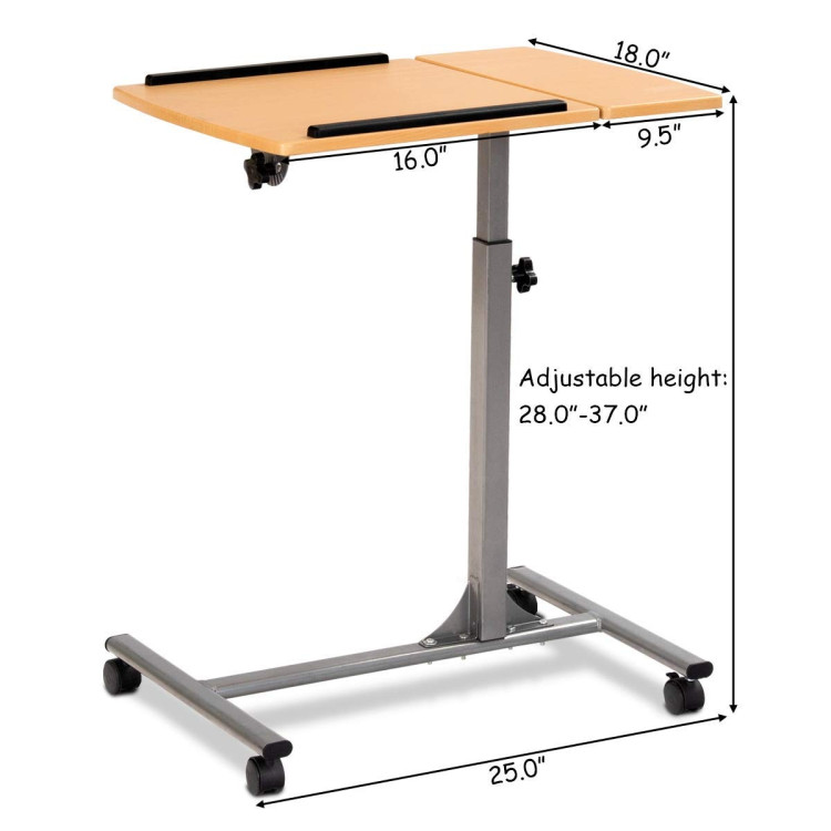 Adjustable Laptop Desk With Stand Holder And WheelsCostway Gallery View 4 of 9
