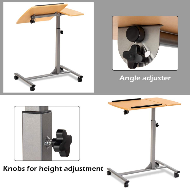 Adjustable Laptop Desk With Stand Holder And WheelsCostway Gallery View 2 of 9