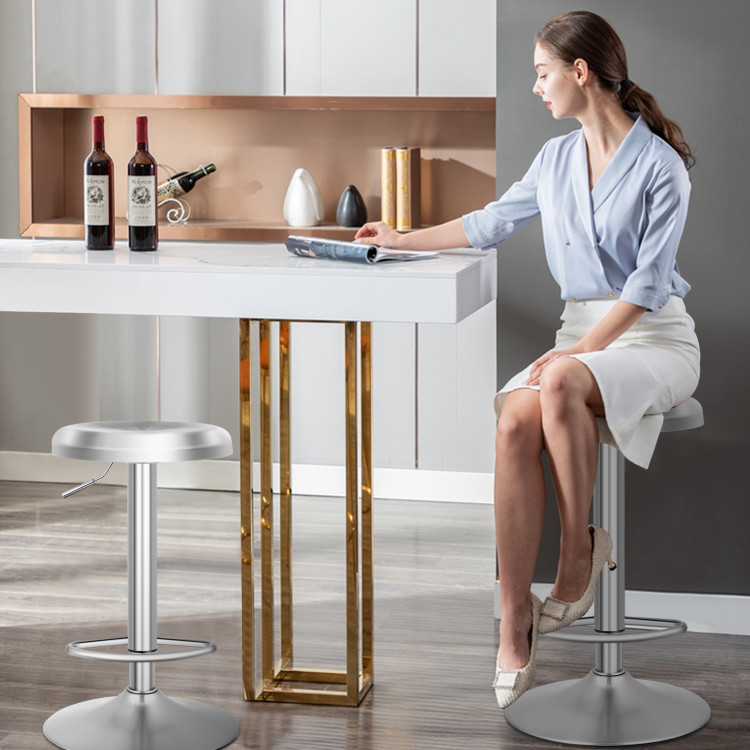 Modern Swivel Adjustable Height Bar Stool with Footrest for Pub Bistro Kitchen DiningCostway Gallery View 6 of 10