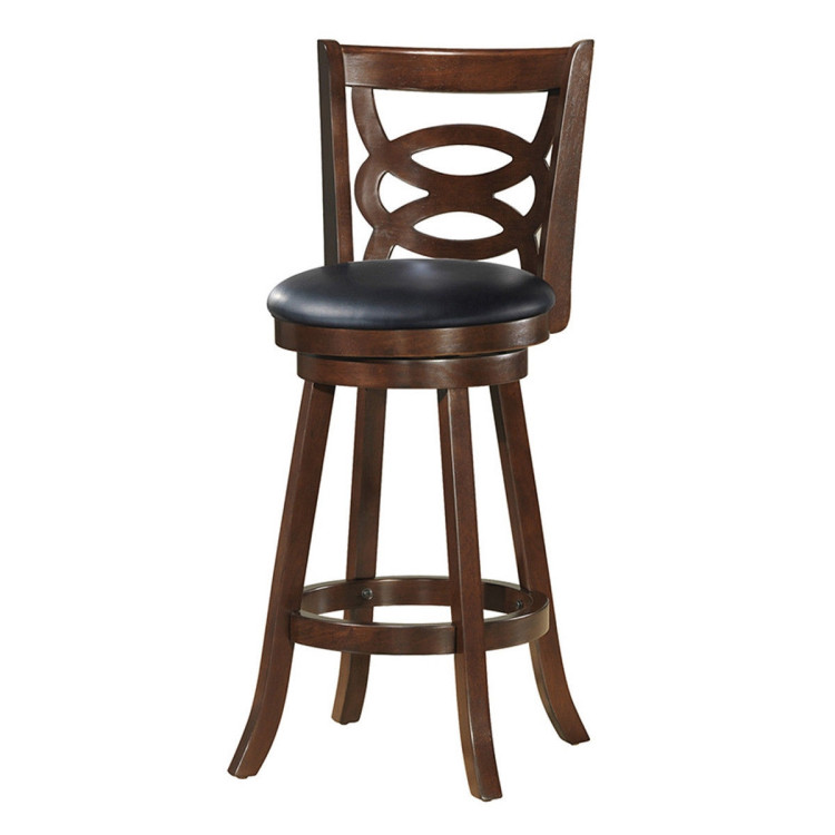 Counter Height Upholstered Espresso Swivel Dining Chair with Cushion Seat-29 InchCostway Gallery View 4 of 10