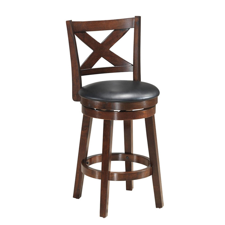 Swivel X-back Upholstered Counter Height Bar Stool with PVC Cushioned Seat-24 InchCostway Gallery View 1 of 6
