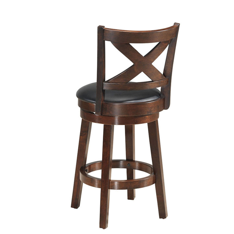 Swivel X-back Upholstered Counter Height Bar Stool with PVC Cushioned Seat-24 InchCostway Gallery View 6 of 6