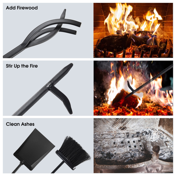 5 Pieces Fireplace Iron Standing Tools SetCostway Gallery View 5 of 13