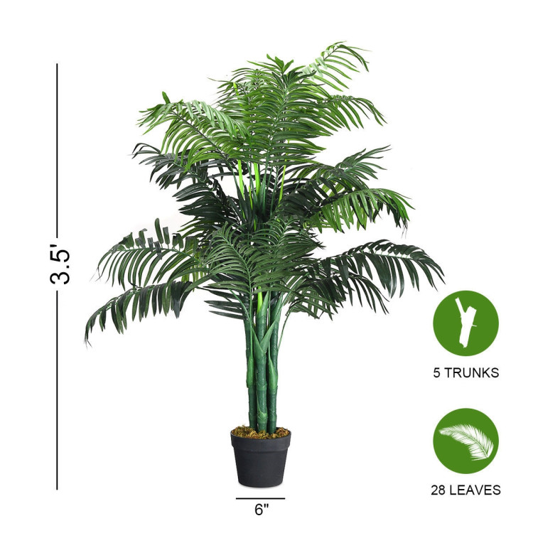 3.5 Feet Artificial Areca Palm Decorative Silk Tree with BasketCostway Gallery View 15 of 15