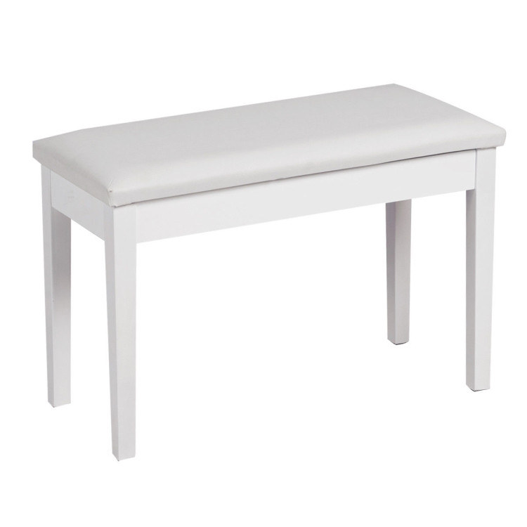 Solid Wood PU Leather Padded Piano Bench Keyboard Seat-WhiteCostway Gallery View 1 of 9
