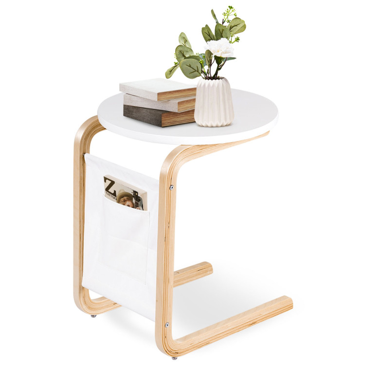 Bentwood Sofa Side Table with Square Tabletop and Storage BagCostway Gallery View 7 of 10