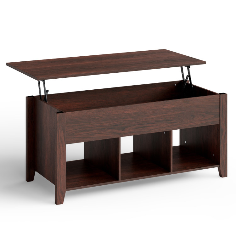 Lift Top Coffee Table with Storage Lower Shelf-BrownCostway Gallery View 1 of 10
