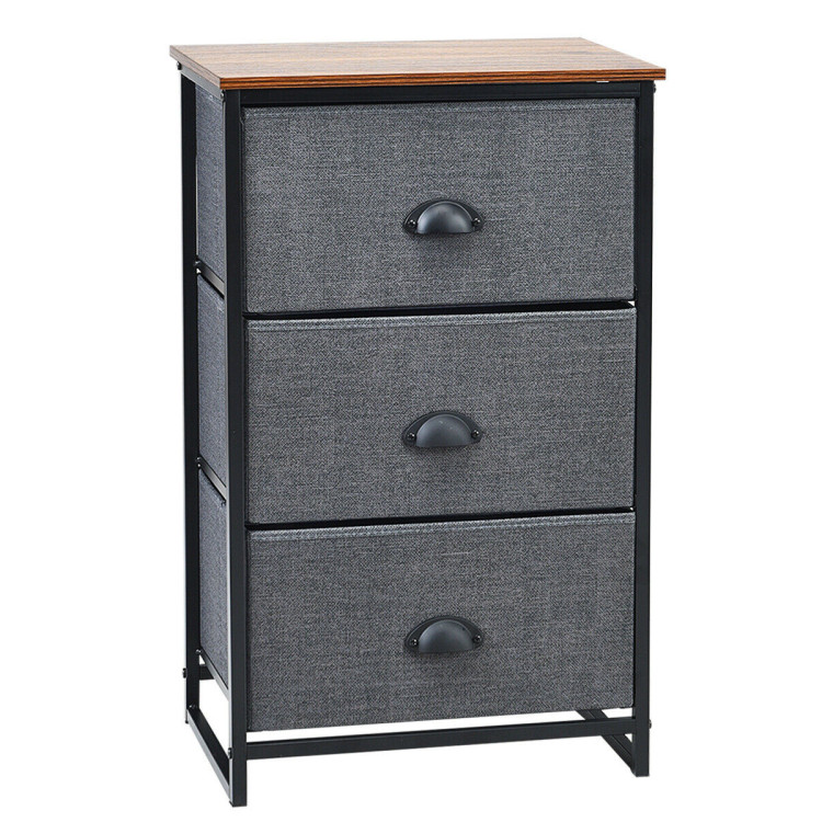 Nightstand Side Table Storage Tower Dresser Chest with 3 Drawers-BlackCostway Gallery View 1 of 13