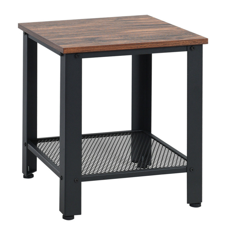Industrial End Table 2-Tier Side Table-BlackCostway Gallery View 1 of 11