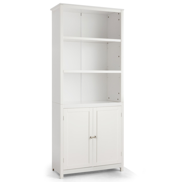 Bookcase Shelving Storage Wooden Cabinet Unit Standing Display Bookcase with Doors-WhiteCostway Gallery View 1 of 11