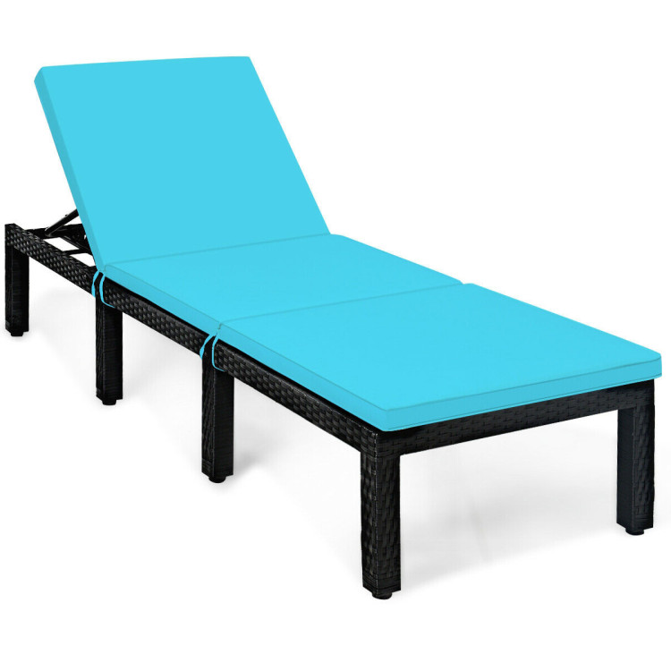 Patio Rattan Cushioned Height Adjustable Lounge Chair-BlueCostway Gallery View 1 of 12