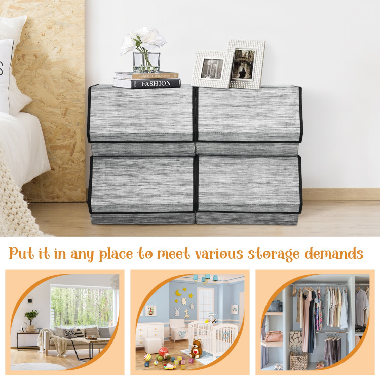 Costway Stackable Large Bins Cubes W/lids Storage Organizers W/linen&oxford  Fabric 4 Sets : Target