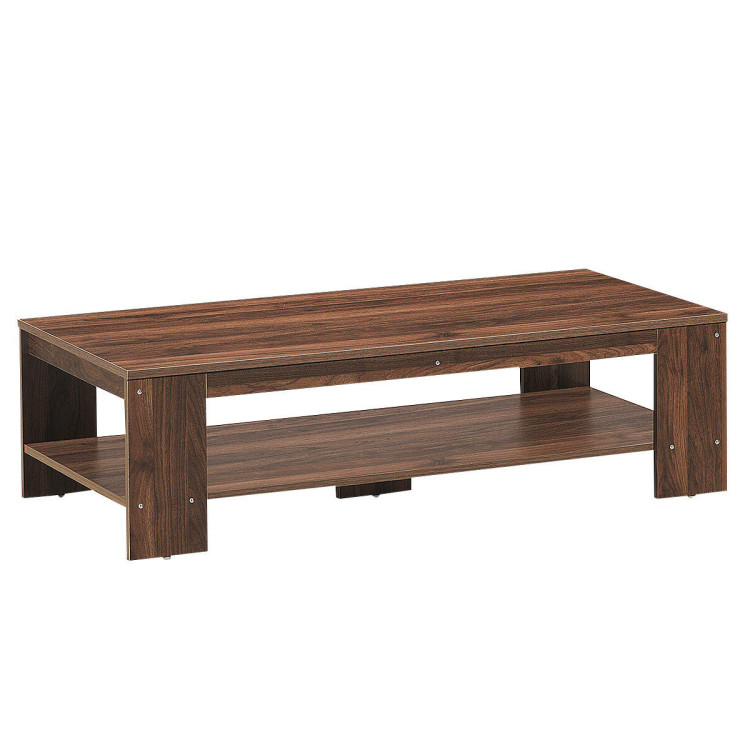 47 Inch 2-Tier Rectangular Coffee Table with Storage ShelfCostway Gallery View 1 of 12