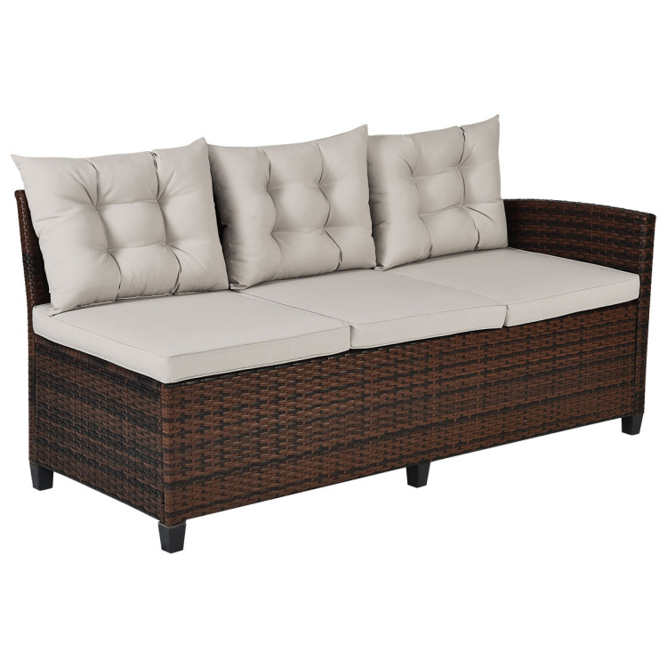 3 Pieces Rattan Sofa Set with Cushions for Patio, Garden, LawnCostway Gallery View 9 of 14