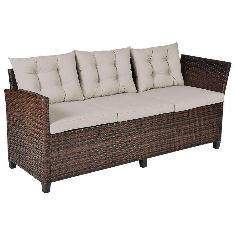 3 Pieces Rattan Sofa Set with Cushions for Patio, Garden, LawnCostway Gallery View 10 of 14