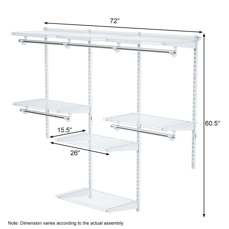 Adjustable Wall Mounted Closet Rack System with ShelfCostway Gallery View 5 of 11
