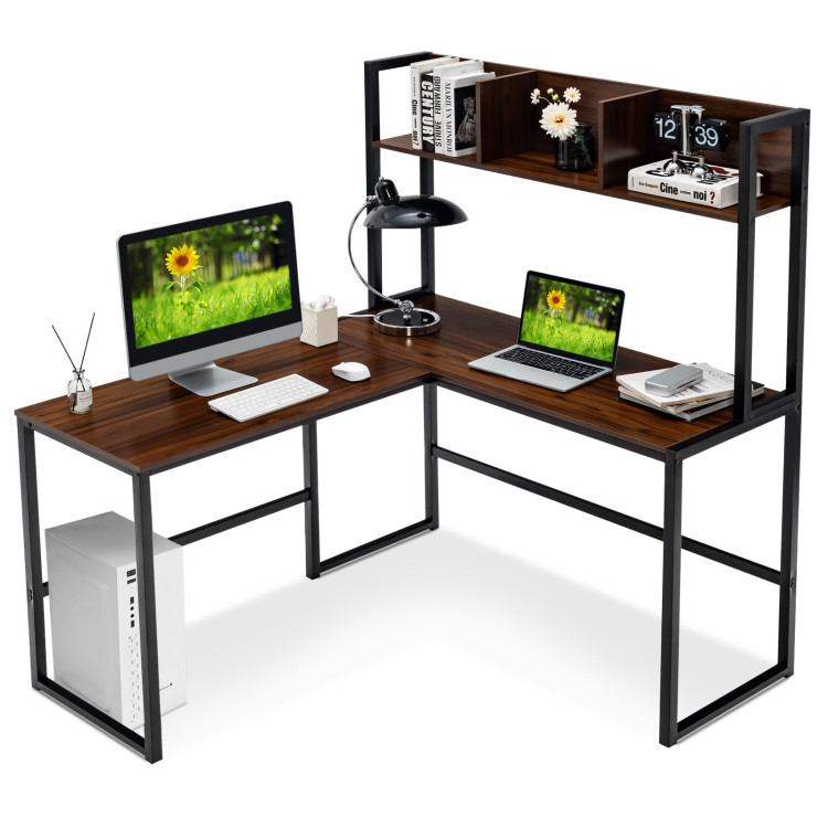 Catrimown L-Shaped Desk with Drawers and Storage, 55 White Desk with  Monitor Stand, Reversible Corner Home Office Computer Desk with Storage  Shelve