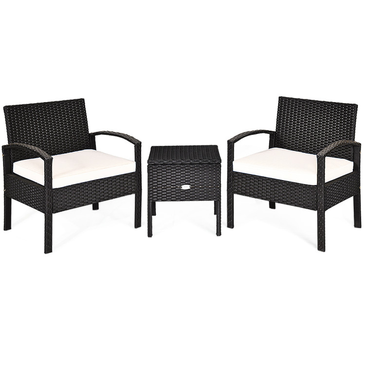 3 Piece PE Rattan Wicker Sofa Set with Washable and Removable Cushion for PatioCostway Gallery View 1 of 13