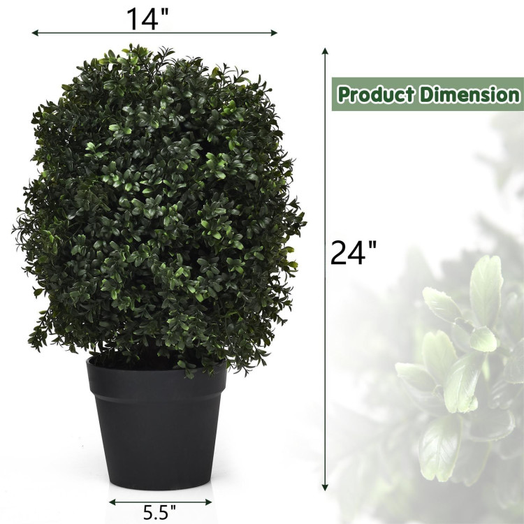 2 Pieces 24 Inch Artificial Decoration Boxwood Topiary Ball TreeCostway Gallery View 4 of 10