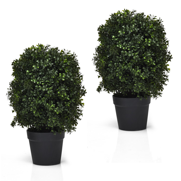 2 Pieces 24 Inch Artificial Decoration Boxwood Topiary Ball TreeCostway Gallery View 1 of 10
