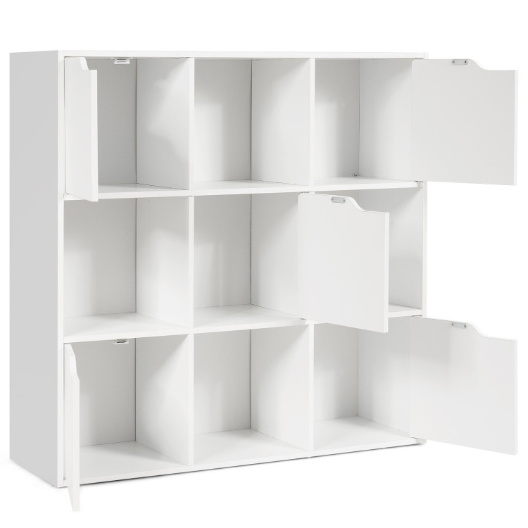 Free Standing 9 Cube Storage Wood Divider Bookcase for Home and Office-WhiteCostway Gallery View 11 of 12