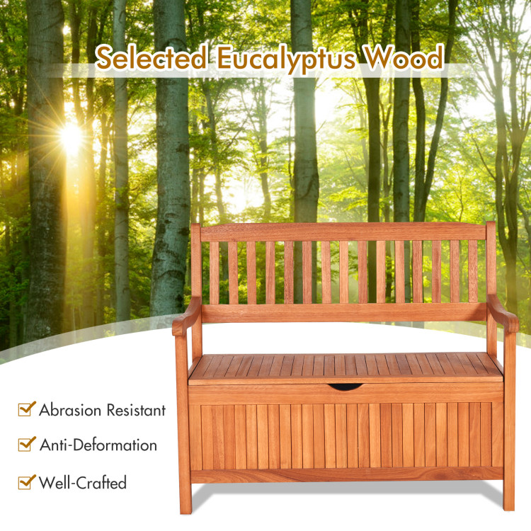 33 Gallon Wooden Storage Bench with Liner for Patio Garden PorchCostway Gallery View 9 of 11