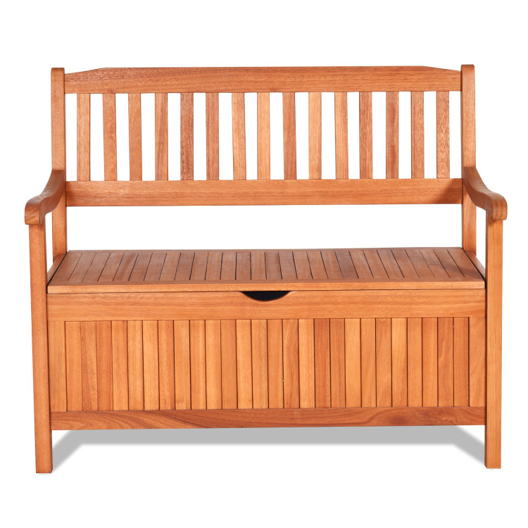 33 Gallon Wooden Storage Bench with Liner for Patio Garden PorchCostway Gallery View 8 of 11