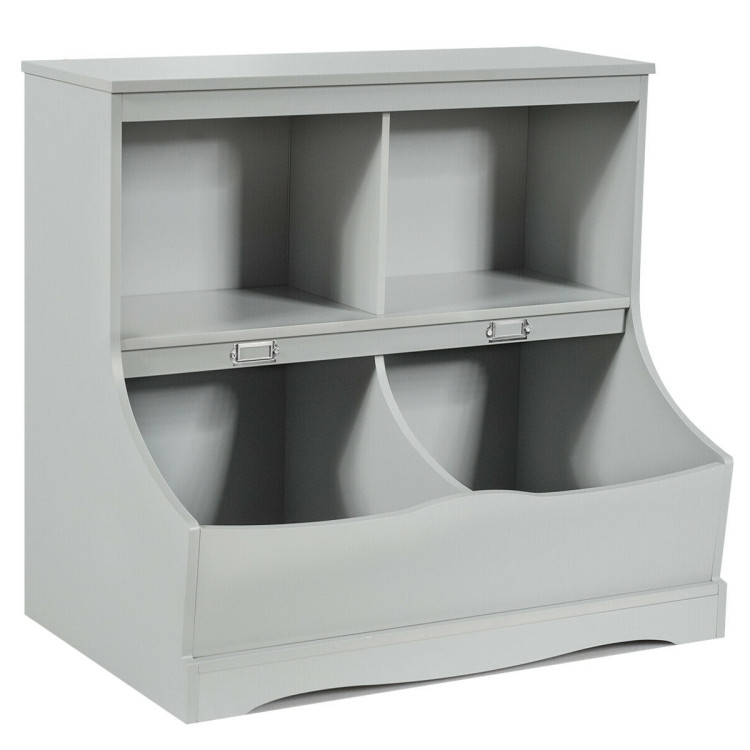 Kids Floor Cabinet Multi-Functional Bookcase -GrayCostway Gallery View 1 of 8