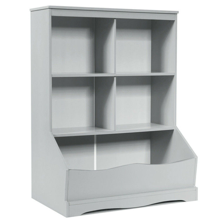 3-Tier Children's Multi-Functional Bookcase Toy Storage Bin Floor Cabinet-GrayCostway Gallery View 1 of 12