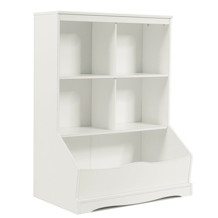 3-Tier Children's Multi-Functional Bookcase Toy Storage Bin Floor Cabinet-WhiteCostway Gallery View 1 of 10