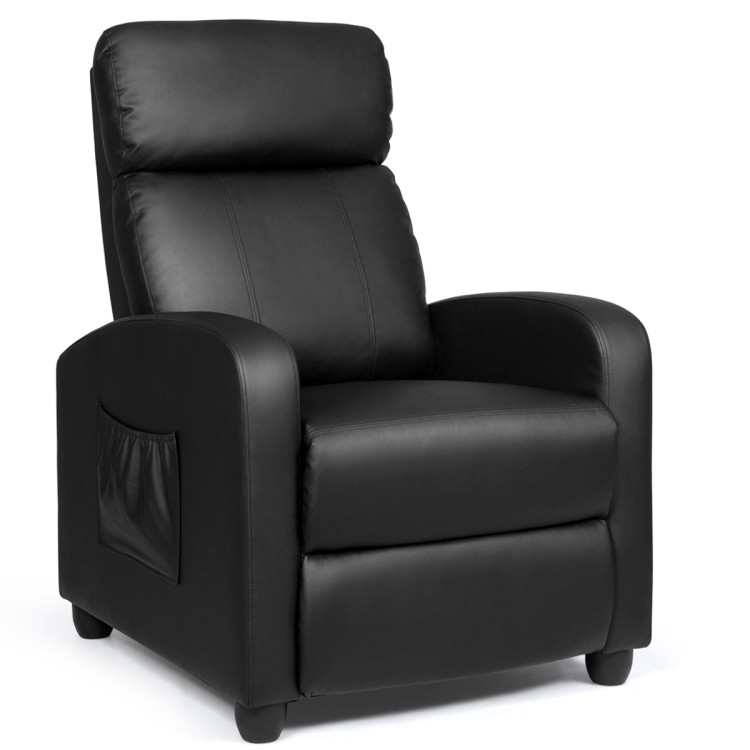 Recliner Sofa Wingback Chair with Massage Function-BlackCostway Gallery View 1 of 12