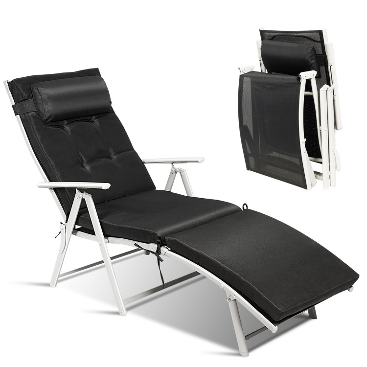 Outdoor Lightweight Folding Chaise Lounge Chair-BlackCostway Gallery View 7 of 9